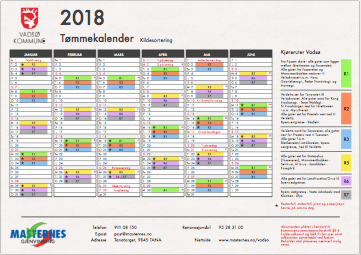 Tømmekalender 2018 for Vadsø Kommune